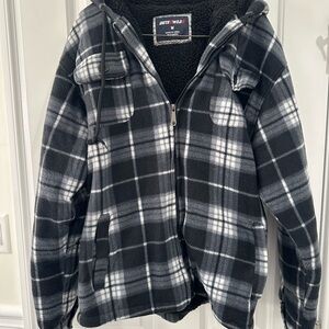 Black and White Plaid Zip-Up Jacket